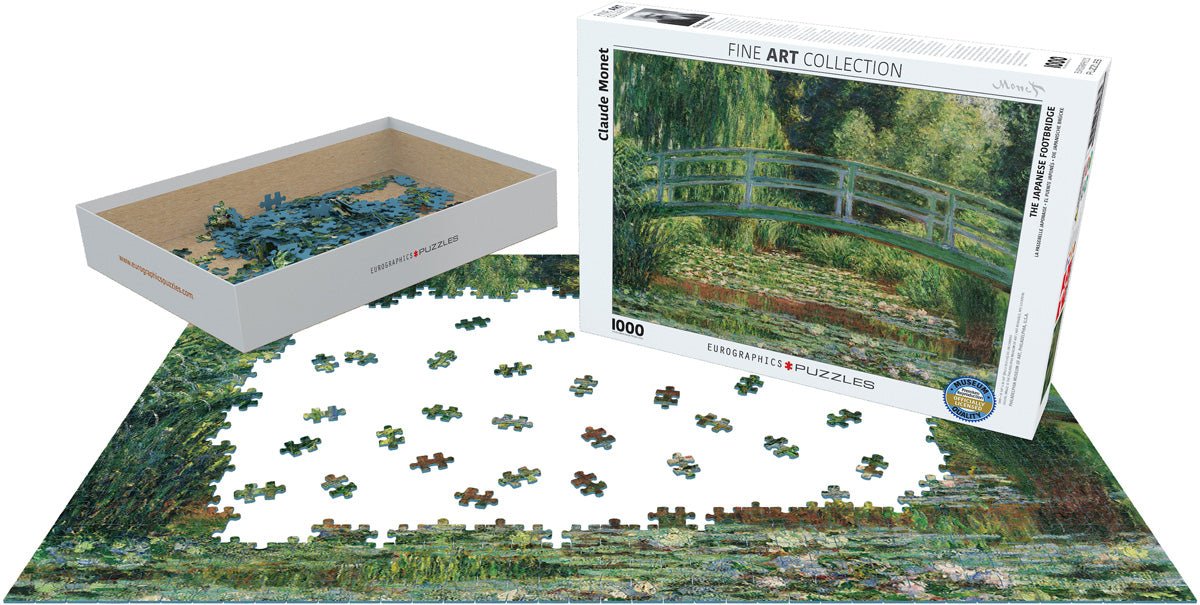 Puzzle Eurographics - 1000 p - La passerelle japonaise - Monet - Puzzle en carton - Rouge et Noir