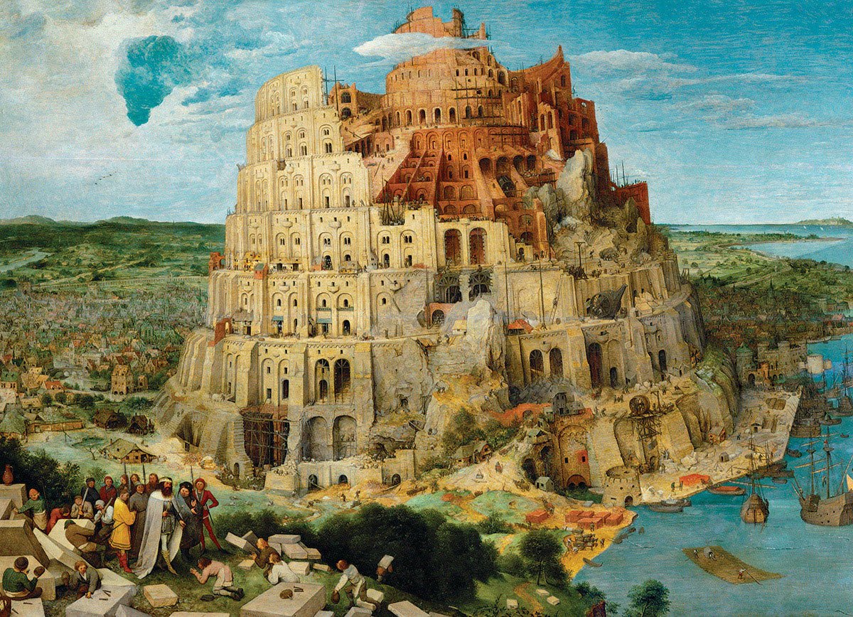 Puzzle Eurographics - 1000 p - La Tour de Babel - Pieter Bruegel - Puzzle en carton - Rouge et Noir