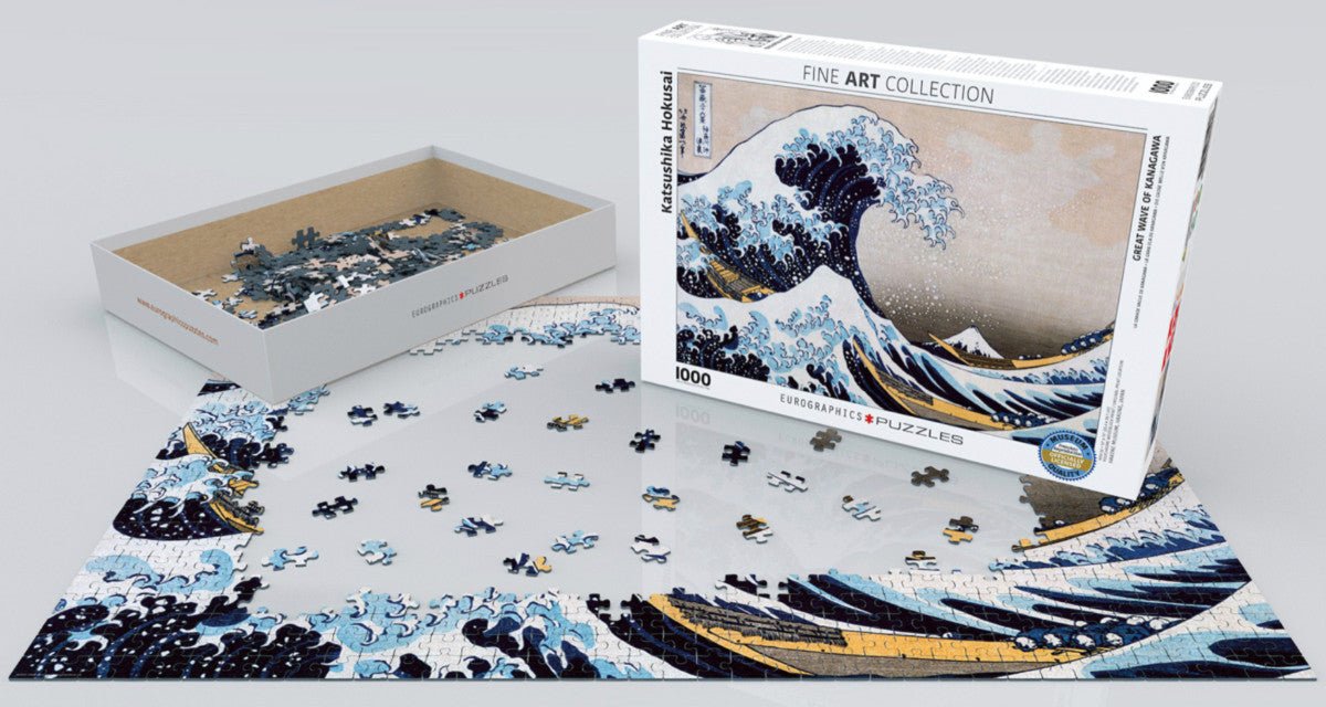 Puzzle Eurographics - 1000 p - La vague - Hokusai - Puzzle en carton - Rouge et Noir