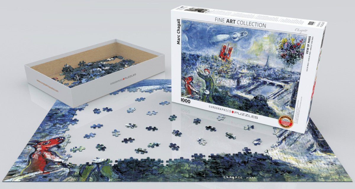 Puzzle Eurographics - 1000 p - Le bouquet de Paris - Chagall - Puzzle en carton - Rouge et Noir