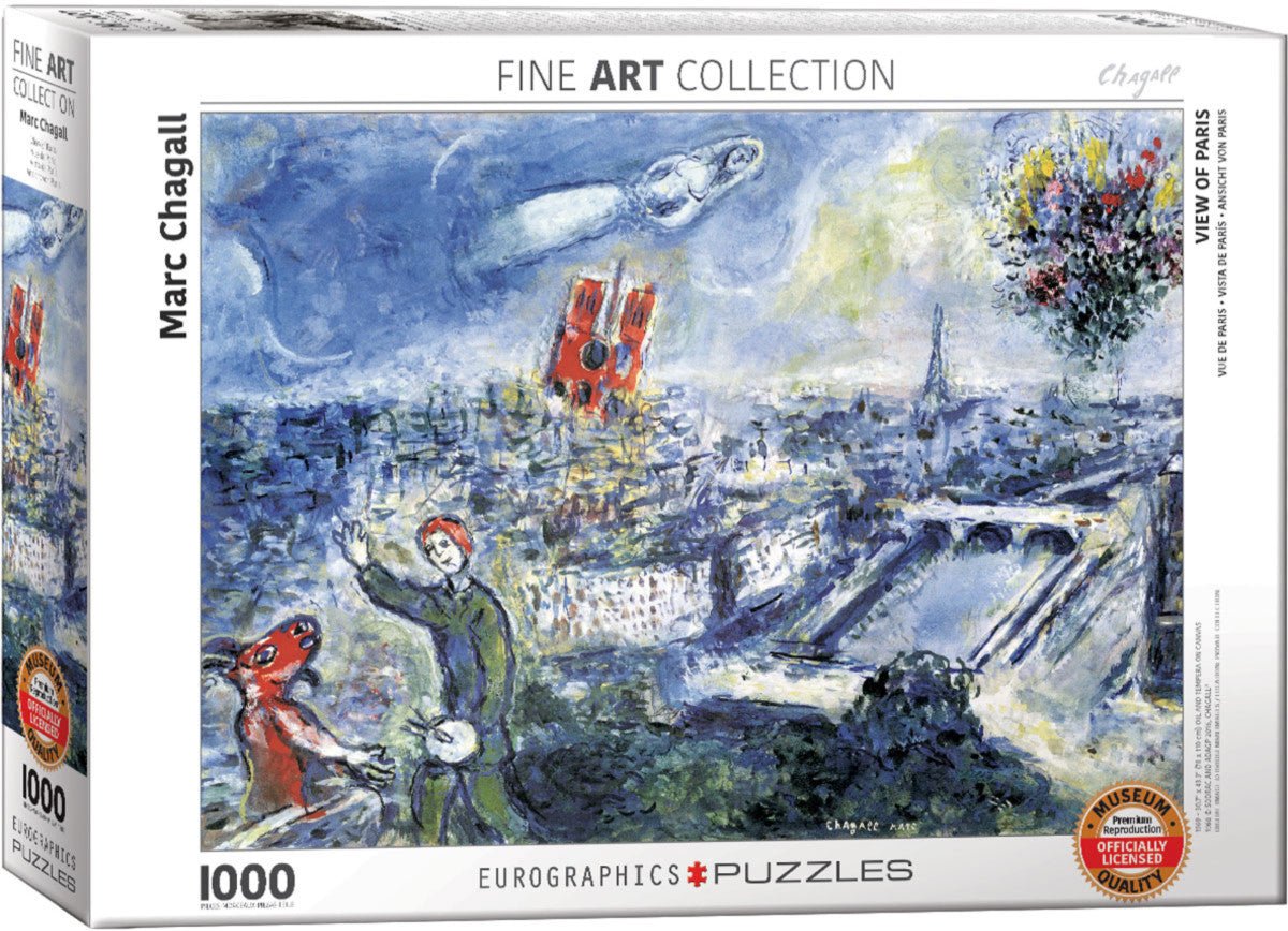 Puzzle Eurographics - 1000 p - Le bouquet de Paris - Chagall - Puzzle en carton - Rouge et Noir