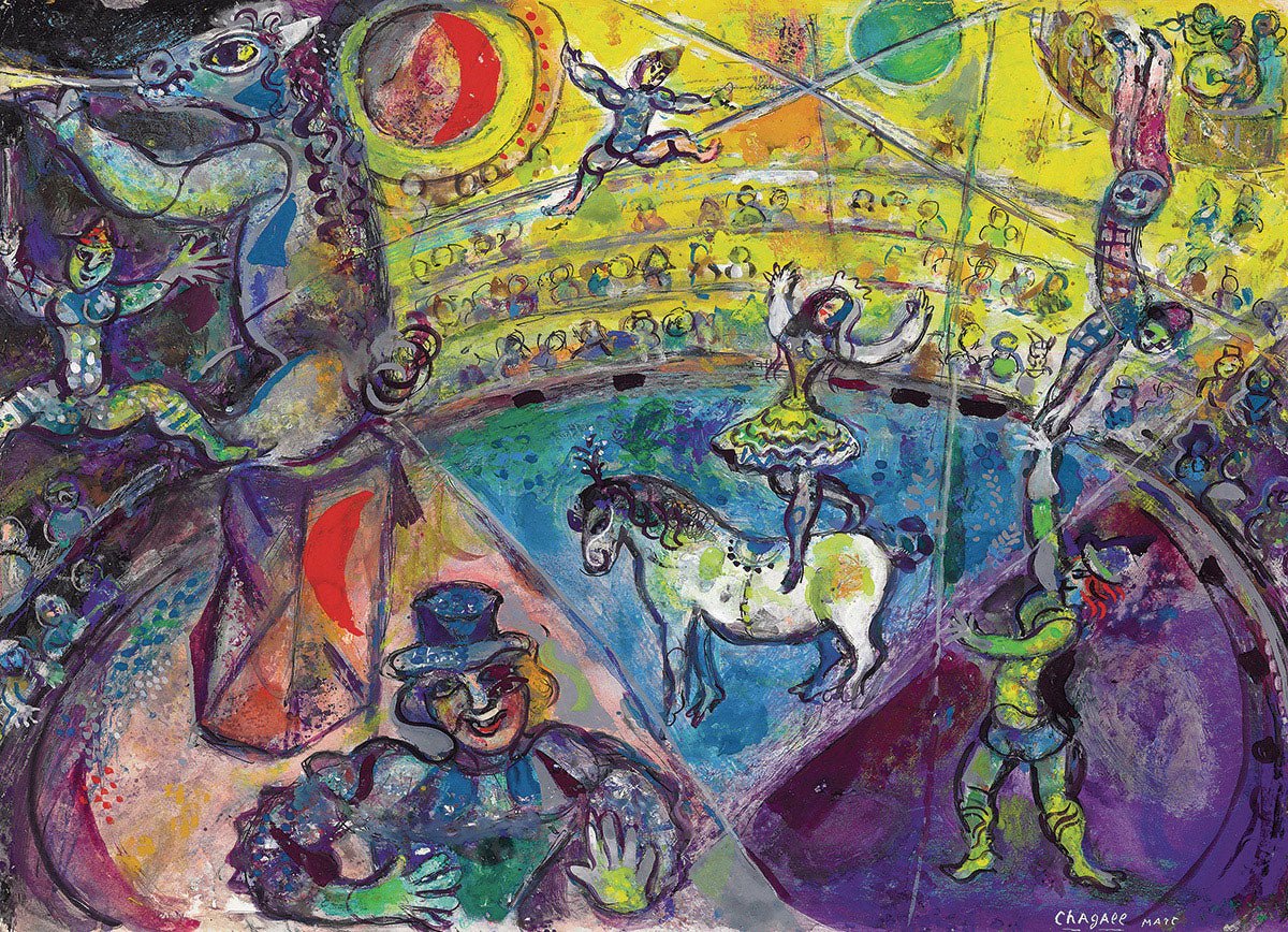 Puzzle Eurographics - 1000 p - Le cheval de cirque - Chagall - Puzzle en carton - Rouge et Noir