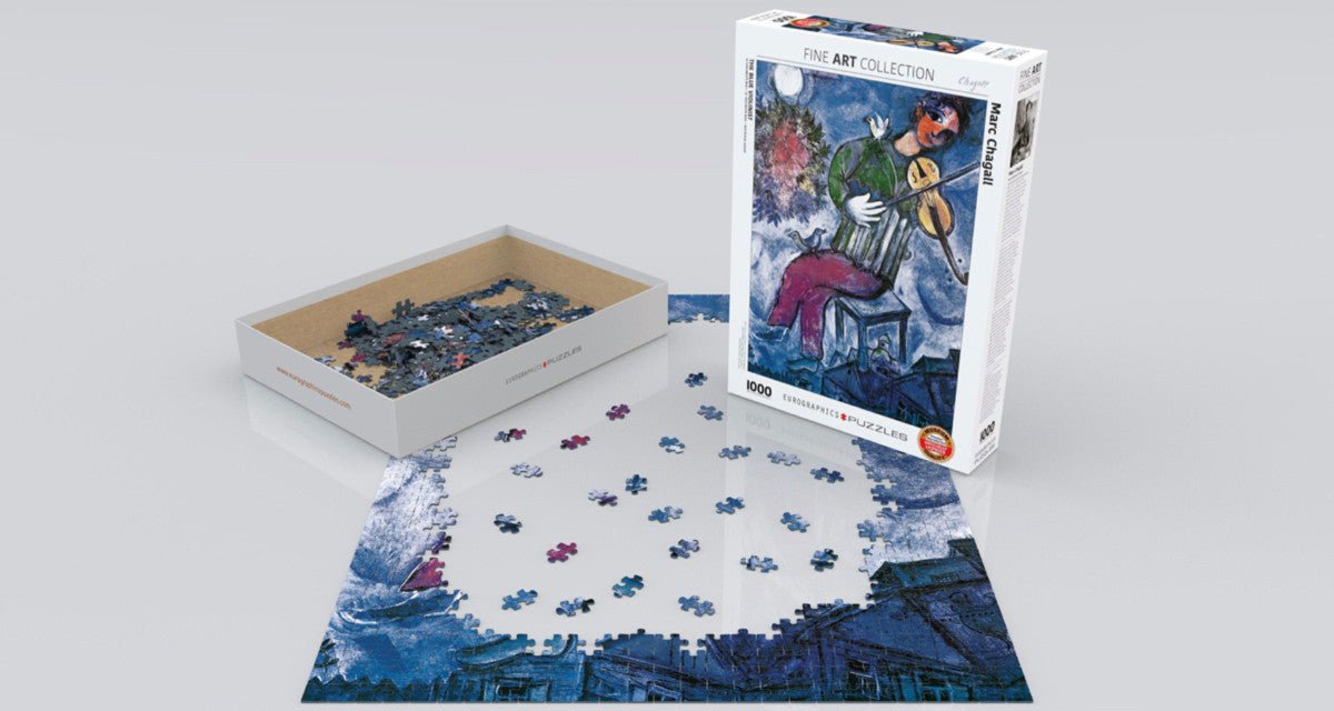 Puzzle Eurographics - 1000 p - Le violoniste bleu - Chagall - Puzzle en carton - Rouge et Noir