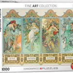 Puzzle Eurographics - 1000 p - Les 4 Saisons - Mucha - Puzzle en carton - Rouge et Noir