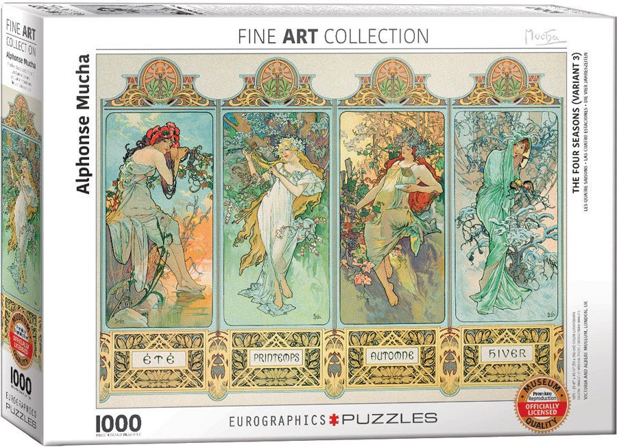 Puzzle Eurographics - 1000 p - Les 4 Saisons - Mucha - Puzzle en carton - Rouge et Noir