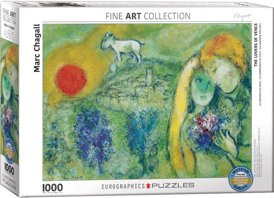 Puzzle Eurographics - 1000 p - Les amoureux de Vence - Chagall - Puzzle en carton - Rouge et Noir