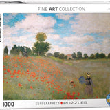 Puzzle Eurographics - 1000 p - Les coquelicots - Claude Monet - Puzzle en carton - Rouge et Noir