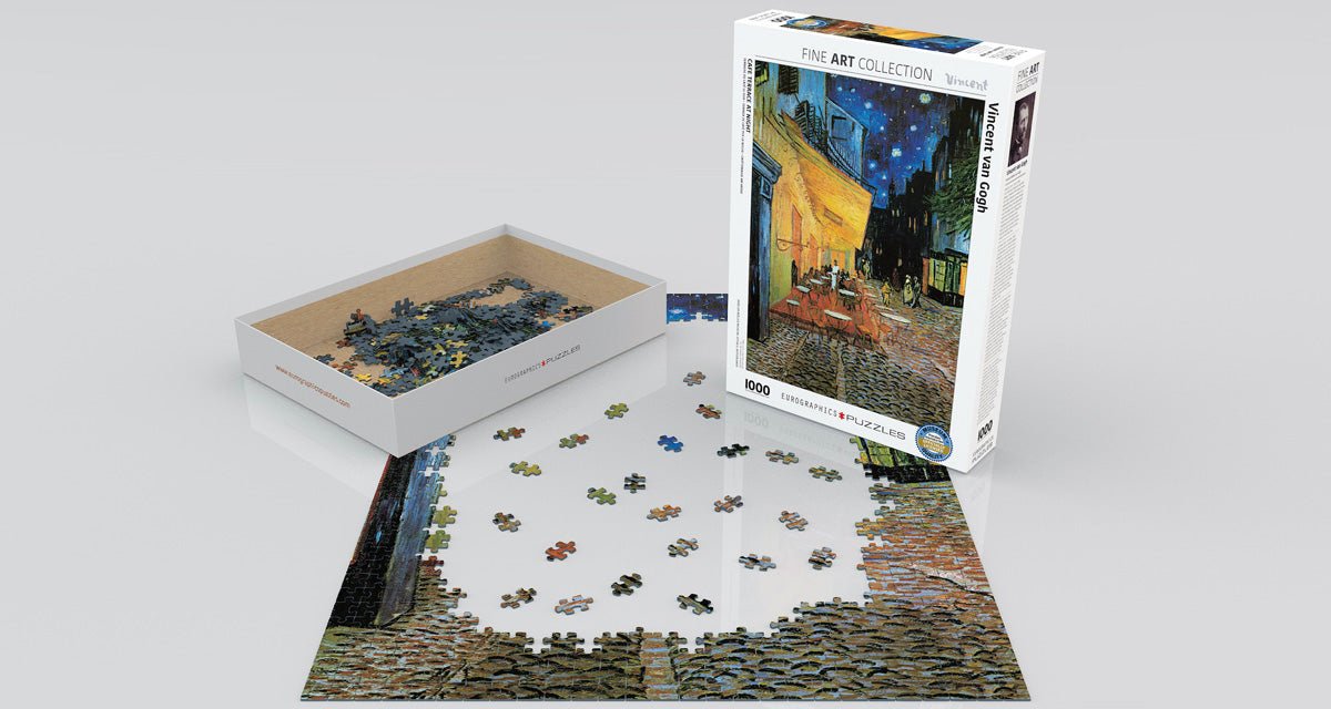 Puzzle Eurographics - 1000 p - Terrasse du café le soir - Van Gogh - Puzzle en carton - Rouge et Noir