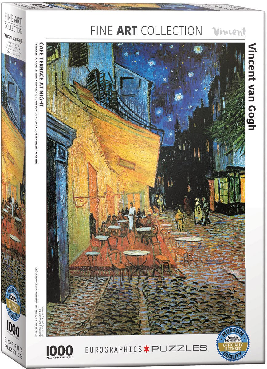 Puzzle Eurographics - 1000 p - Terrasse du café le soir - Van Gogh - Puzzle en carton - Rouge et Noir