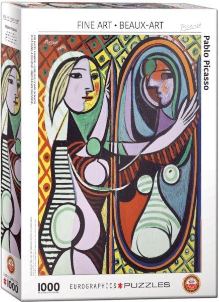 Puzzle Eurographics 1000 pièces - Jeune fille devant un miroir - Picasso - Puzzle en carton - Rouge et Noir