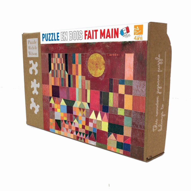 Puzzle Michèle Wilson - 24 pièces - Château et soleil - KLEE - Puzzle en bois Michèle Wilson enfant - Rouge et Noir