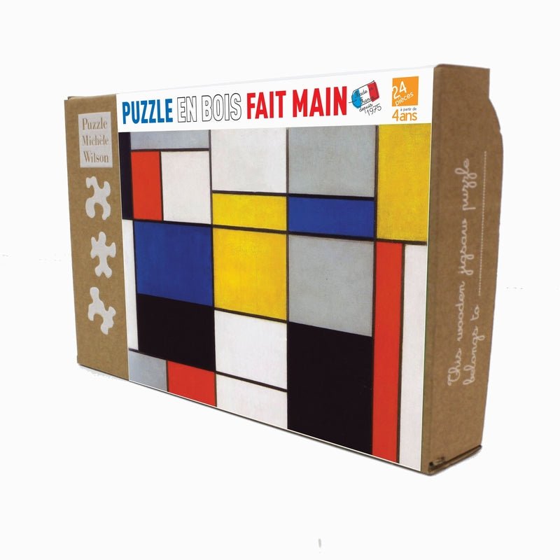 Puzzle Michèle Wilson - 24 pièces - Composition 123 - MONDRIAN - Puzzle en bois Michèle Wilson enfant - Rouge et Noir