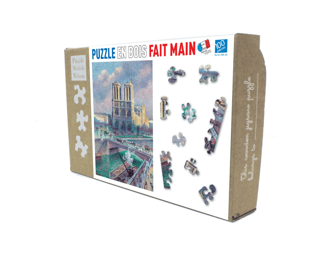 Puzzle MW - 100 p - Notre dame de paris - Maximilien Luce - Puzzle en bois Michèle Wilson - Rouge et Noir