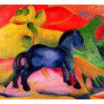 Puzzle MW - 12 p - Cheval bleu - Frantz Marc - Puzzle en bois Michèle Wilson enfant solitaire - Rouge et Noir