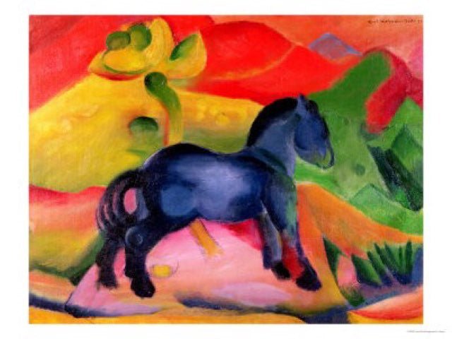 Puzzle MW - 12 p - Cheval bleu - Frantz Marc - Puzzle en bois Michèle Wilson enfant solitaire - Rouge et Noir