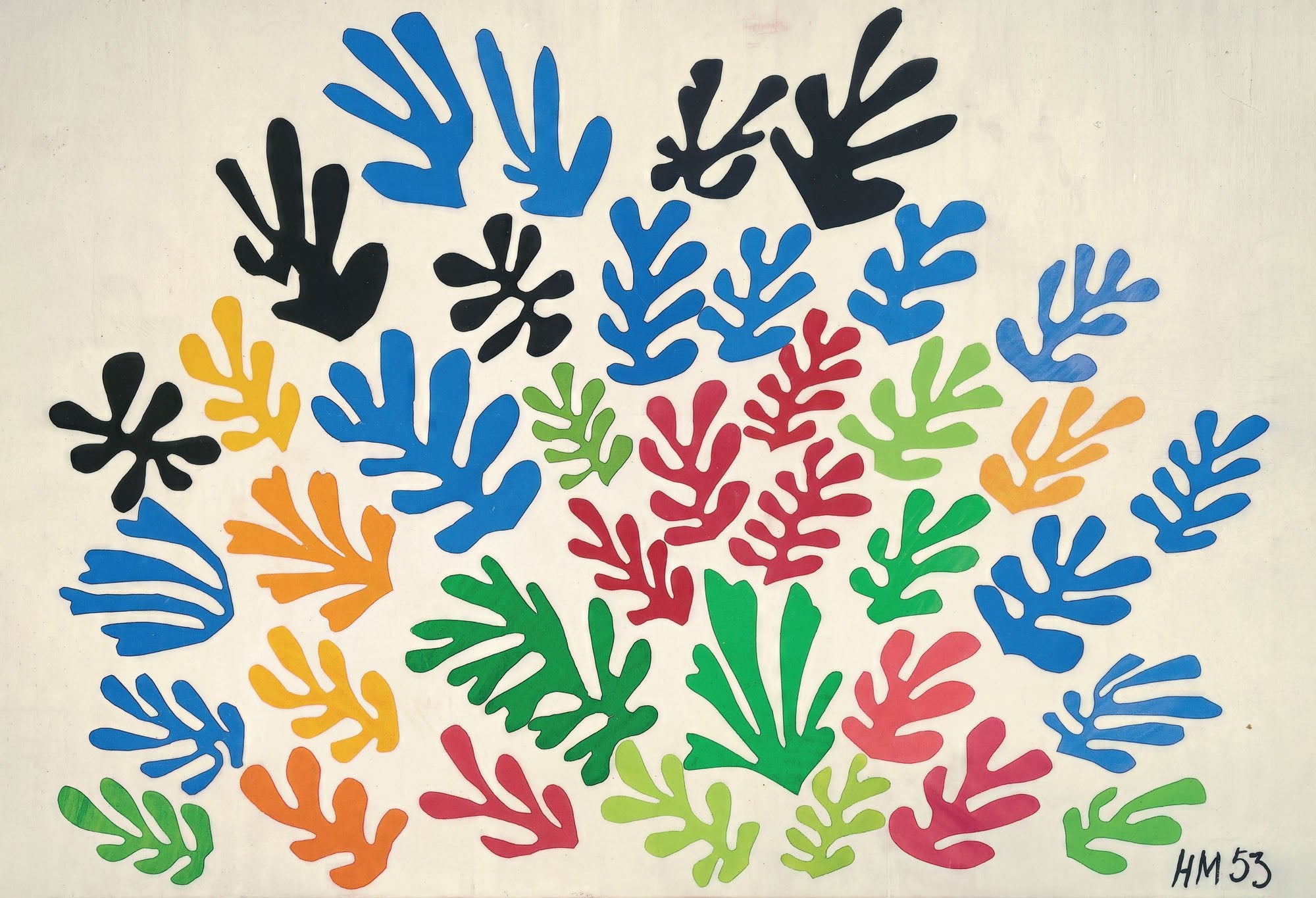 Puzzle MW - 12 p - La gerbe - Henri Matisse - Puzzle en bois Michèle Wilson enfant solitaire - Rouge et Noir