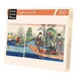 Puzzle MW - 150 p - La barque - Kunisada - Puzzle en bois Michèle Wilson - Rouge et Noir