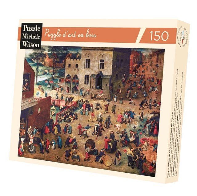 Puzzle MW - 150 pièces - Jeux d'enfants - Brueghel - Puzzle en bois Michèle Wilson - Rouge et Noir