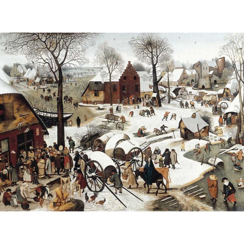 Puzzle MW - 1500 p - Le dénombrement de Bethléem - Brueghel - Puzzle en bois Michèle Wilson cadeau sénior - Rouge et Noir