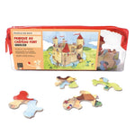 Puzzle MW - 24 p - Panique au chateau fort - Puzzle en bois Michèle Wilson enfant solitaire - Rouge et Noir