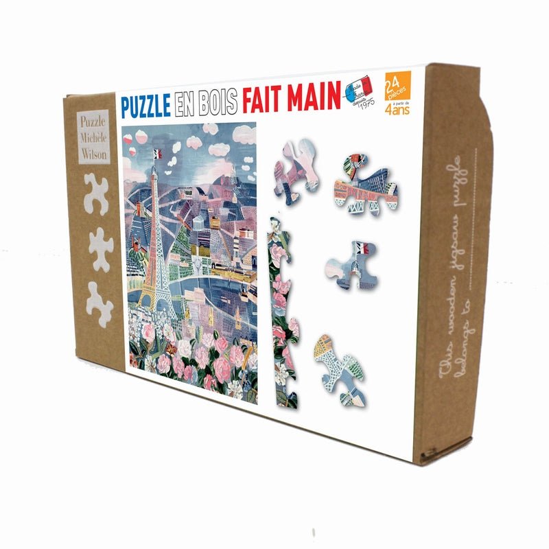 Puzzle MW - 24 p - Paris au Printemps - Duffy - Puzzle en bois Michèle Wilson enfant cadeau solitaire - 7a - Rouge et Noir