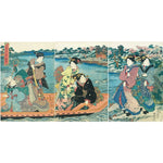 Puzzle MW - 250 p - Beautés sur un bateau - Kunisada - Puzzle en bois Michèle Wilson - Rouge et Noir