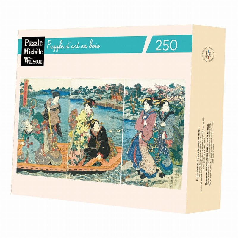 Puzzle MW - 250 p - Beautés sur un bateau - Kunisada - Puzzle en bois Michèle Wilson - Rouge et Noir