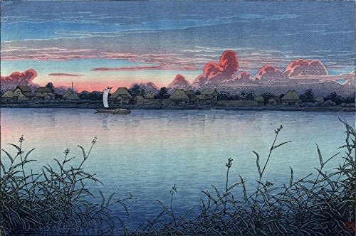 Puzzle MW - 250 p - Soleil couchant à Urayasu - Kawase - Puzzle en bois Michèle Wilson - Rouge et Noir