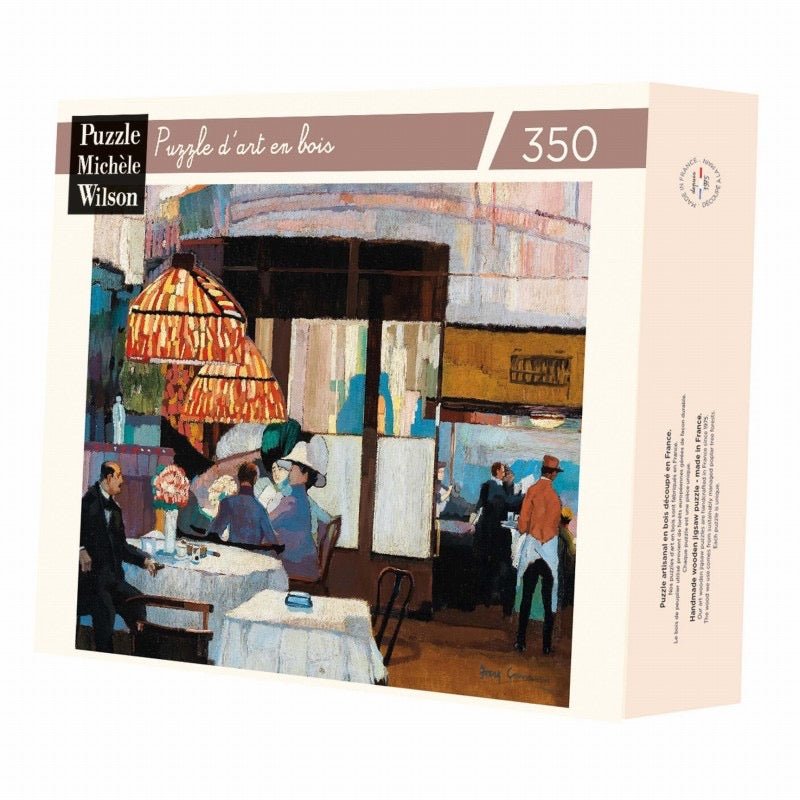 Puzzle MW - 350 p - Dans un café - Goossens - Puzzle en bois Michèle Wilson - Rouge et Noir