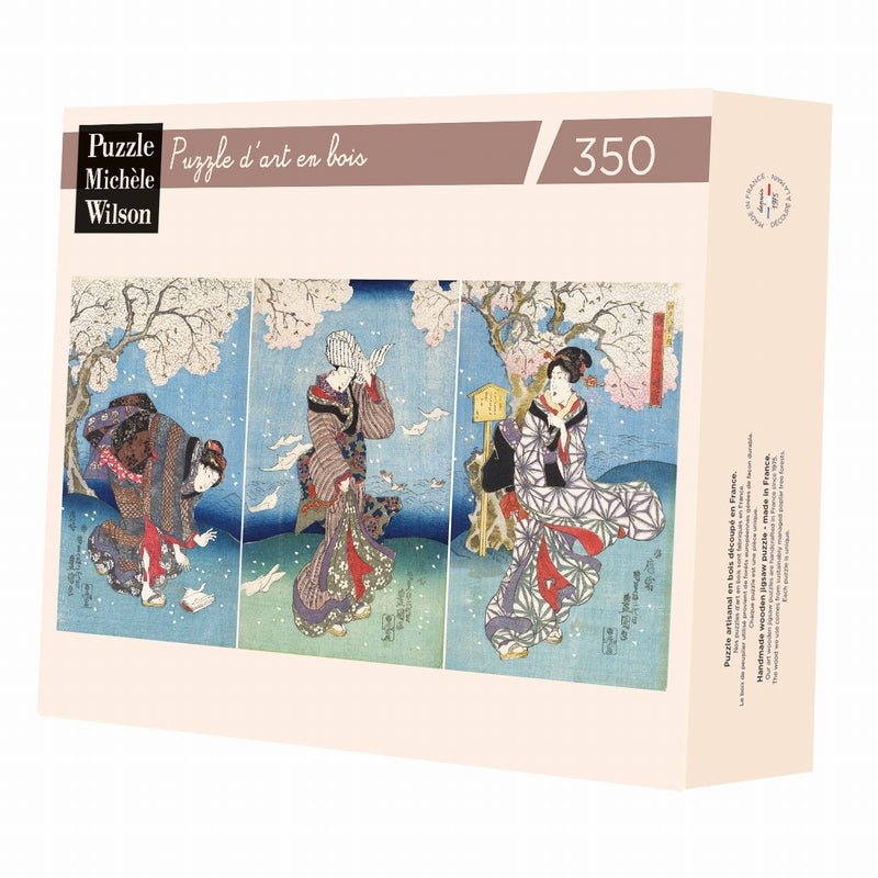 Puzzle MW - 350 p - Jour Orageux - Kunisada - Puzzle en bois Michèle Wilson - Rouge et Noir