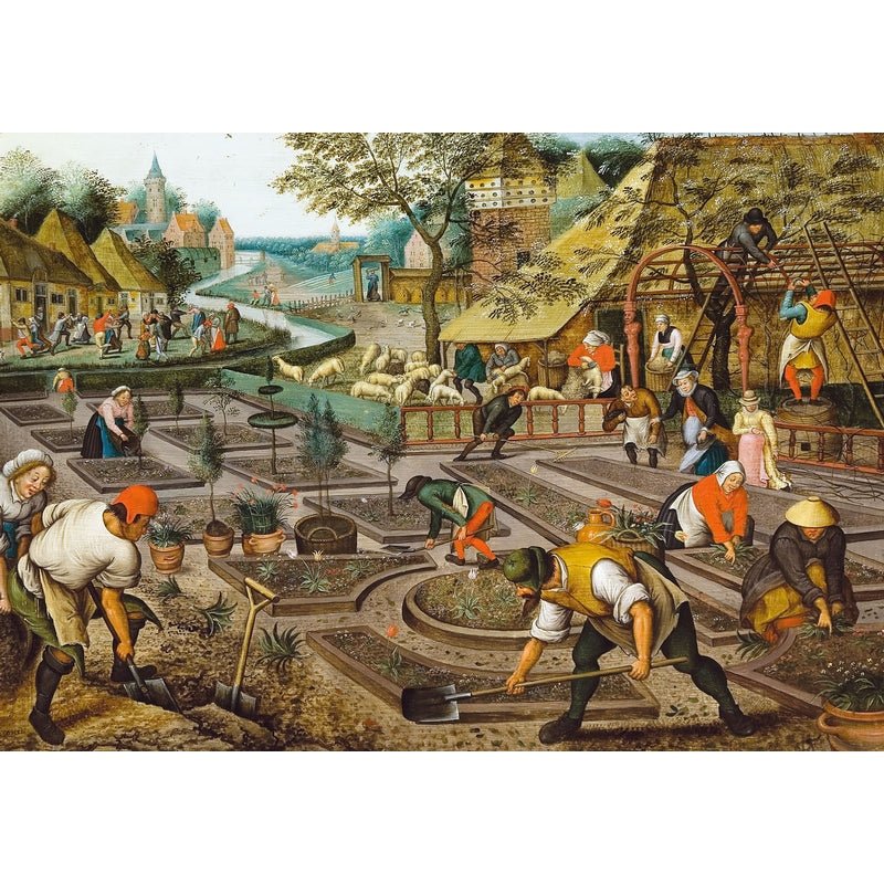 Puzzle MW - 350 p - Le printemps - Brueghel - Puzzle en bois Michèle Wilson - Rouge et Noir