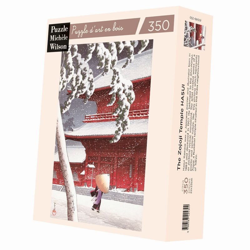 Puzzle MW - 350 p - Le Temple de Zojoji - Kawase - Puzzle en bois Michèle Wilson - Rouge et Noir