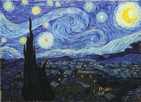 Puzzle MW - 350 p - Nuit étoilée - Van Gogh - Puzzle en bois Michèle Wilson - Rouge et Noir