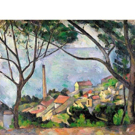 Puzzle MW - 50 p - Vue sur l'Estaque - Cezanne - Puzzle en bois Michèle Wilson enfant - Rouge et Noir