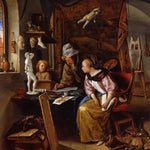 Puzzle MW - 500 p - La leçon de dessin - Jan Steen - Puzzle en bois Michèle Wilson - Rouge et Noir