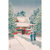 Puzzle MW - 500 p - Neige à Hie - jinja - Kawase - Puzzle en bois Michèle Wilson - Rouge et Noir