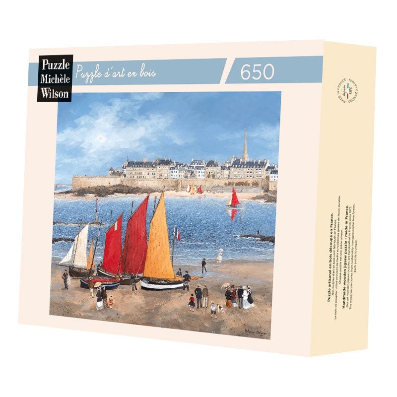 Puzzle MW - 650 p - Les remparts de Saint - Malo - Delacroix - Puzzle en bois Michèle Wilson - Rouge et Noir