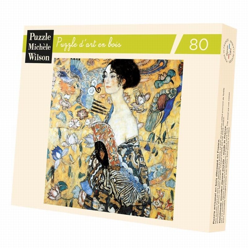 Puzzle MW - 80 p - la dame à l'éventail - Klimt - Puzzle en bois Michèle Wilson cadeau - 12a - Rouge et Noir