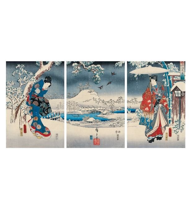 Puzzle MW - 900 p - Le conte de Genji - Utagawa - Puzzle en bois Michèle Wilson - Rouge et Noir