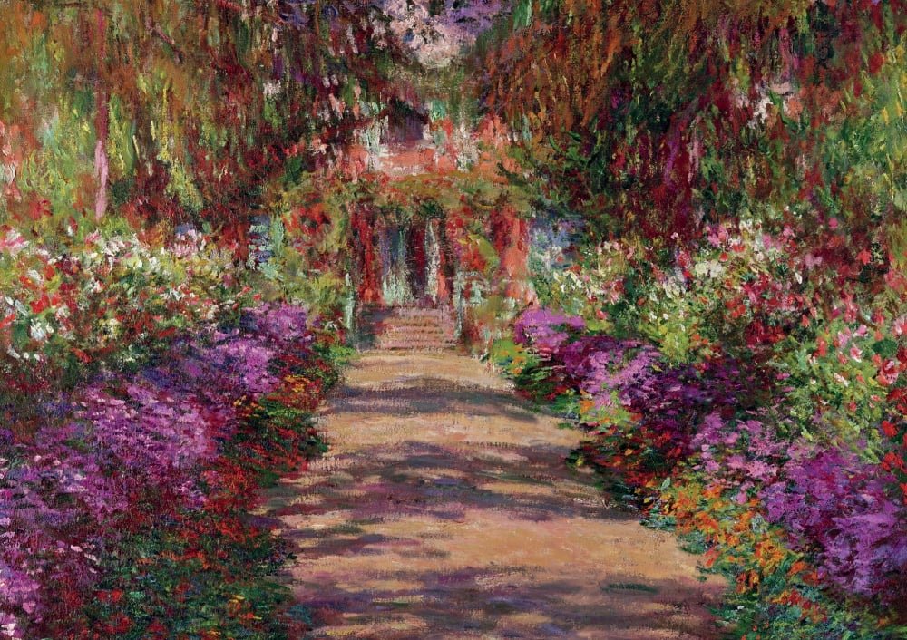 Puzzle Piatnik - 1000 p - Allée dans le jardin - Monet - Puzzle en carton - Rouge et Noir