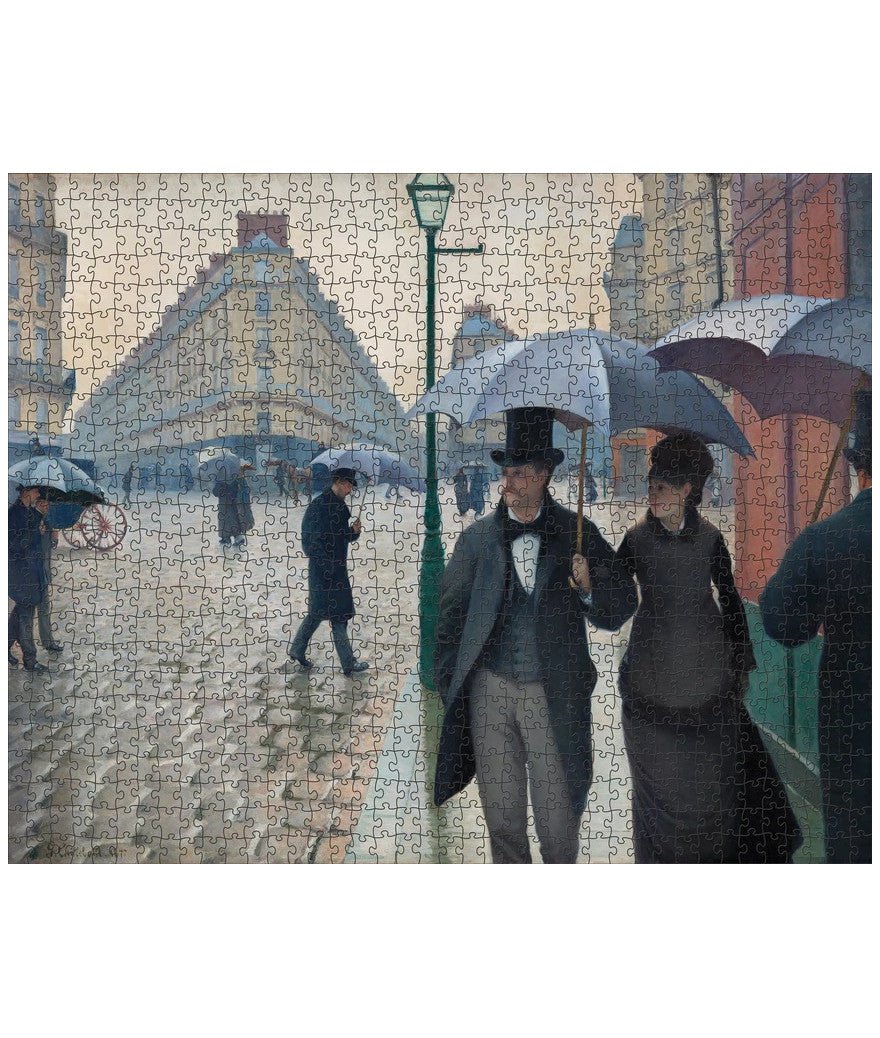 Puzzle Pomegranate - 1000 p - Rue de Paris par temps de pluie - Gustave Caillebote - Puzzle en carton - Rouge et Noir