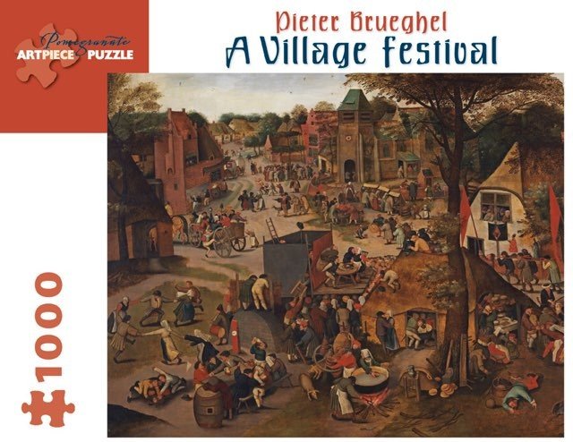 Puzzle Pomegranate - 1000 p - Village festival - Brueghel - Puzzle en carton - Rouge et Noir