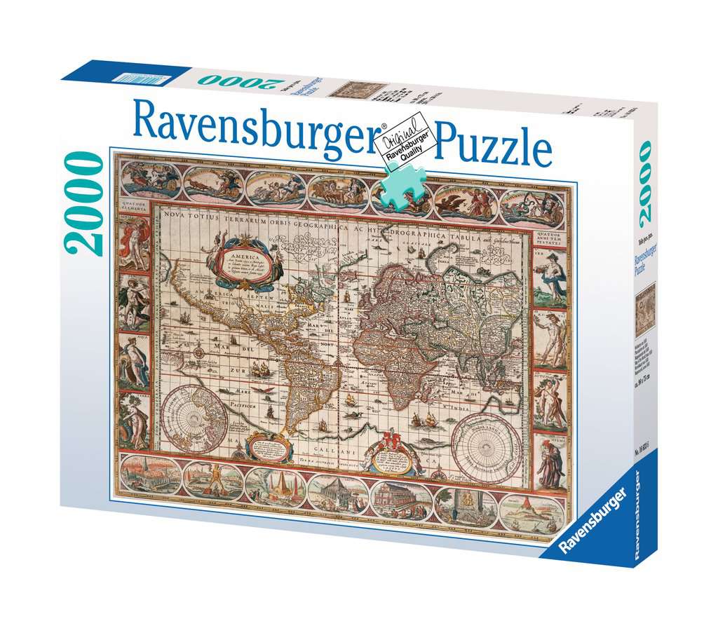 Puzzle Ravensburger - 2000 p - Planisphère de 1650 - Puzzle en carton - Rouge et Noir