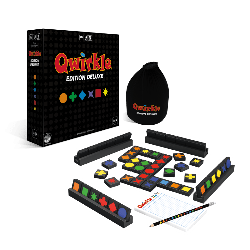 Qwirkle Deluxe - jeu de société de plateau de stratégie de chiffres - Rouge et Noir