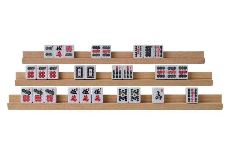 Réglettes porte - tuiles de mah - jong set 4 bois - jeu traditionnel jeu de mah - jong - Rouge et Noir