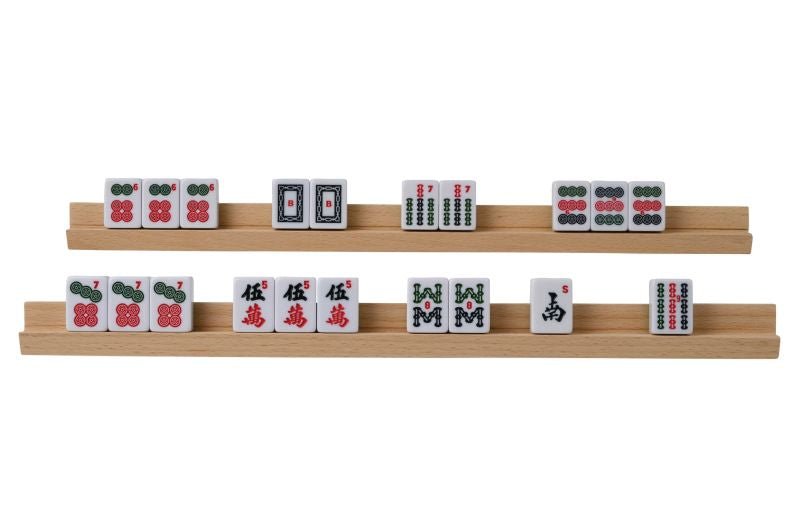 Réglettes porte - tuiles de mah - jong set 4 bois - jeu traditionnel jeu de mah - jong - Rouge et Noir