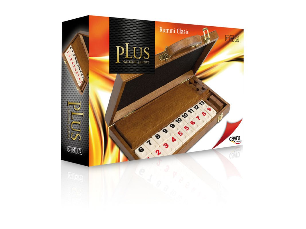 Rummy mallette - Bois foncé - jeu en bois de stratégie jeu de lettres - Rouge et Noir