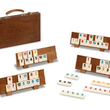 Rummy mallette - Bois foncé - jeu en bois de stratégie jeu de lettres - Rouge et Noir