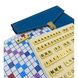 Scrabble Cuir Vegan - Magnétique - Bleu - Jeux de Lettres et de Chiffres cadeau bel objet - Rouge et Noir