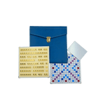 Scrabble Cuir Vegan - Magnétique - Bleu - Jeux de Lettres et de Chiffres cadeau bel objet - Rouge et Noir